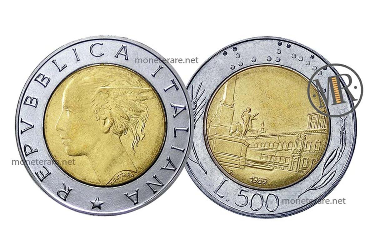 Immagine di monete da 500 lire bimetalliche, dettagli e prezzi attuali delle monete rare.